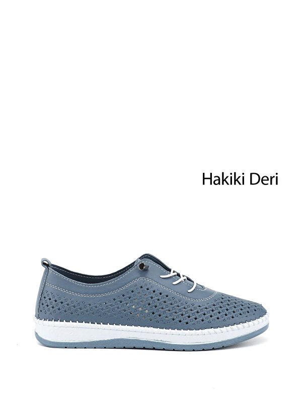 GÖNDERİ(R) Kadın MAVİ Bağcıklı Hakiki Deri Comfort Ayakkabı