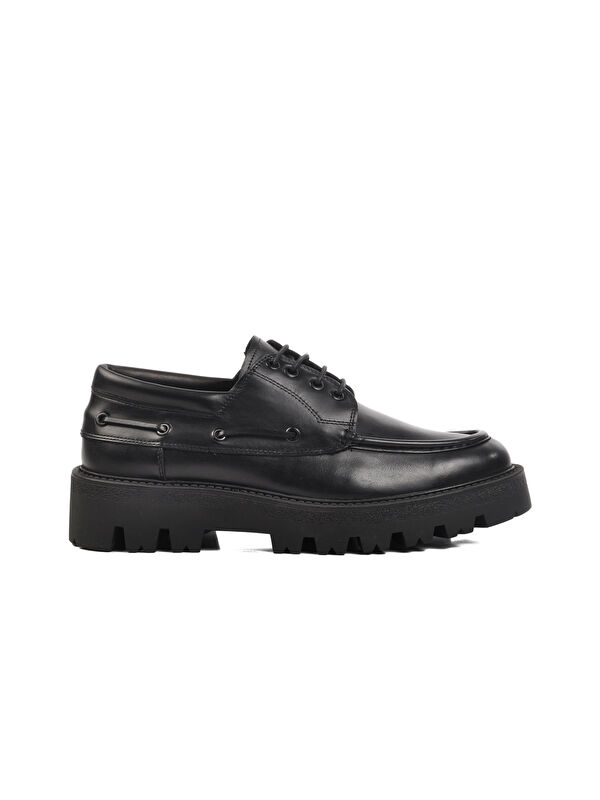 Siyah Hakiki Deri Erkek Casual Ayakkabı Premium 4008 M - Görsel 2