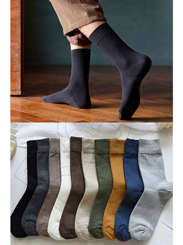 BGK Unisex 10 Çift Renkli Mevsimlik Çorap