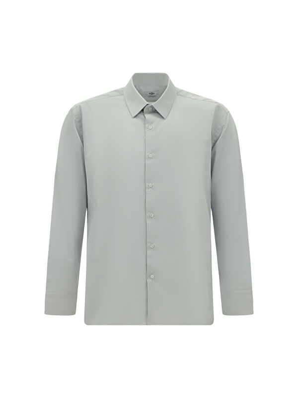 Kiğılı Uzun Kol Slim Fit Dar Kesim Pamuklu Non Iron Saten Klasik Gömlek