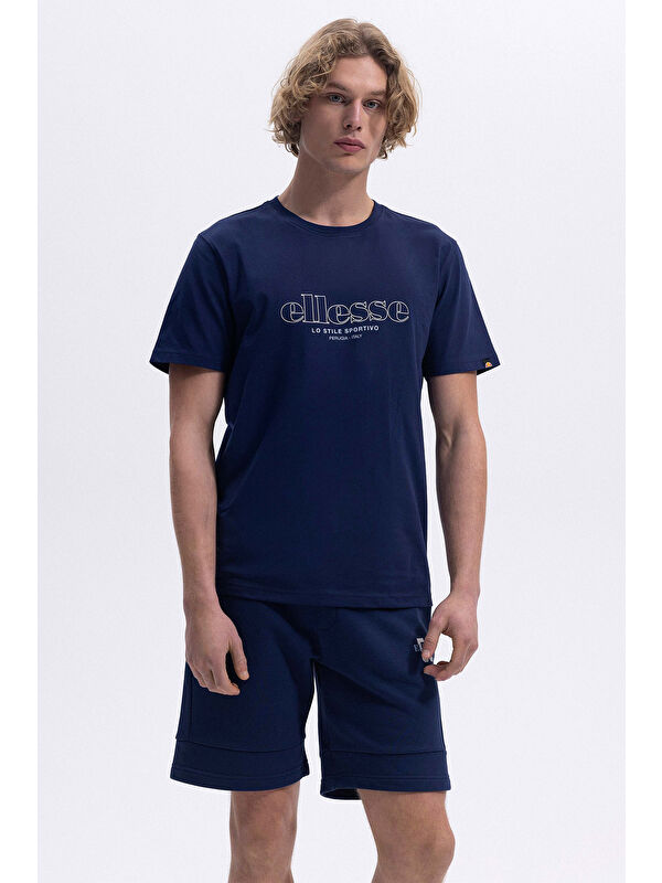 Ellesse % 100 Pamuk Regular Fit Bisiklet Yaka Logo Baskılı T Shirt EM451-NV