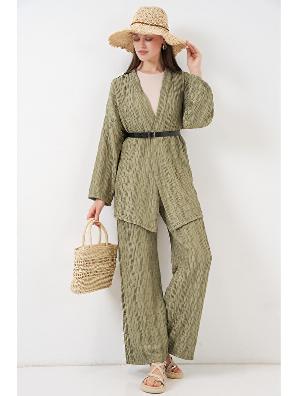 Bigdart Kadın Kimono Pantolon İkili Takım 30078 - Çağla