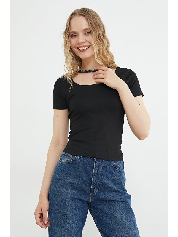 Fullamoda Basic U Yaka Crop Tişört