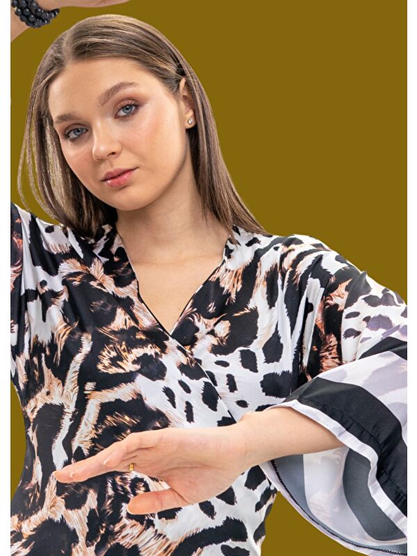 Mayovera Tasarım Mayo Modern Leopar Kimono