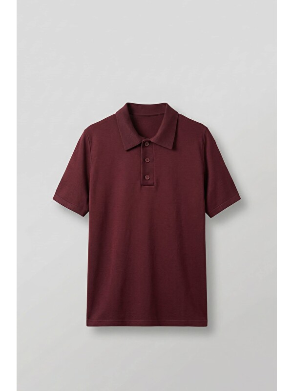Abluka Online Erkek Relaxed Fit Basic Polo Yaka Tişört Bordo