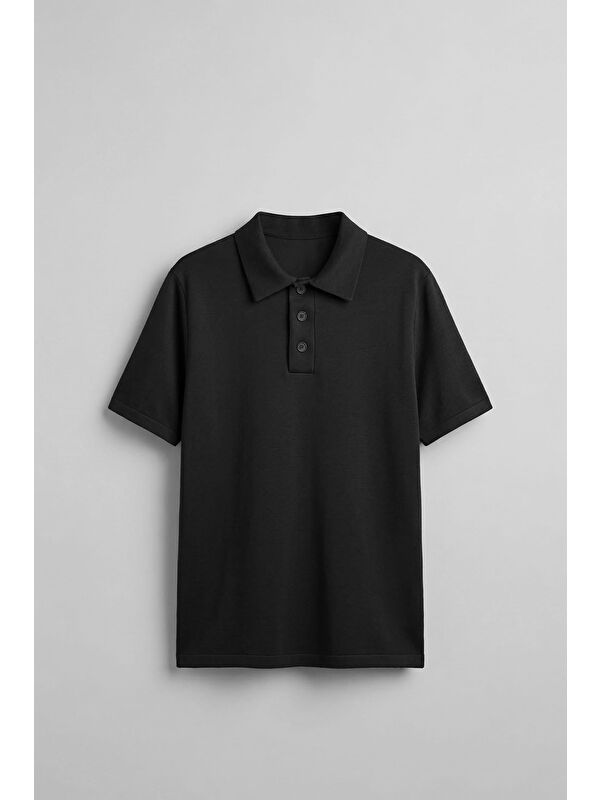 Abluka Online Erkek Relaxed Fit Basic Polo Yaka T-Shirt Siyah