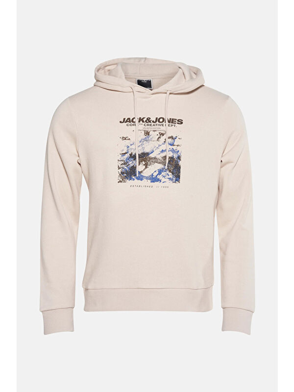 Jack & Jones Core Jcoboost Pamuklu Baskılı Kapüşon Yaka Sweat 12284474