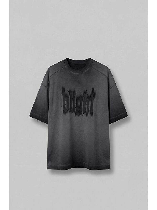 Abluka Online Erkek Baskılı Yıkamalı Oversize T-Shirt Siyah