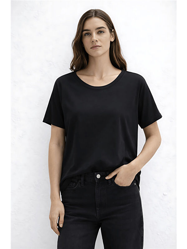 Fashion Friends Pamuk ve Modal Karışımlı Yuvarlak Yaka Kadın Bluz 26Y0309K1