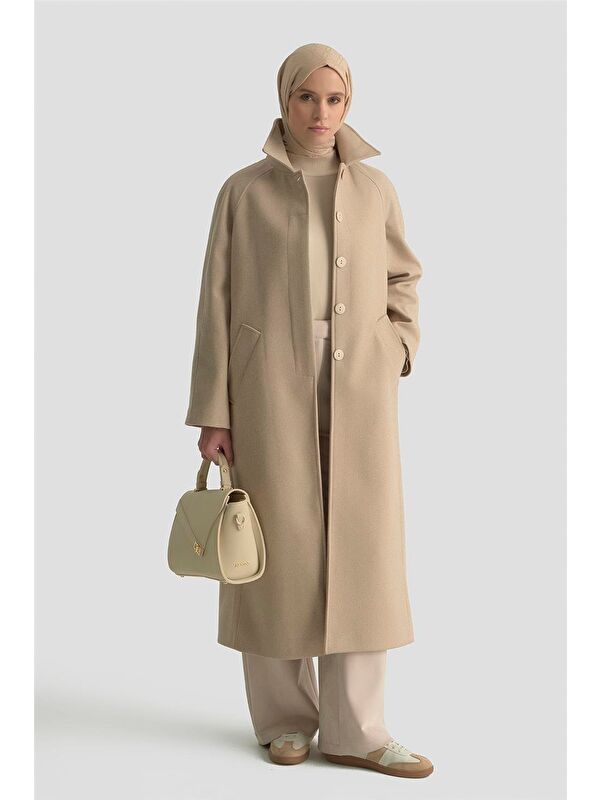 ARMİNE Oversize Kaşe Manto 25Kt1708 Bej