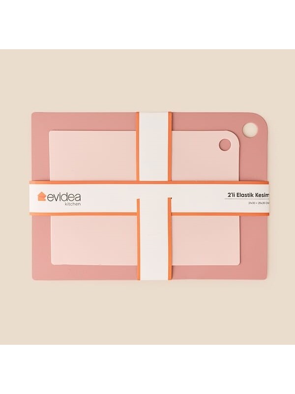 Evidea Kitchen 2'li Elastik Kesim Panosu - Pembe - 21x30 + 25x35 cm