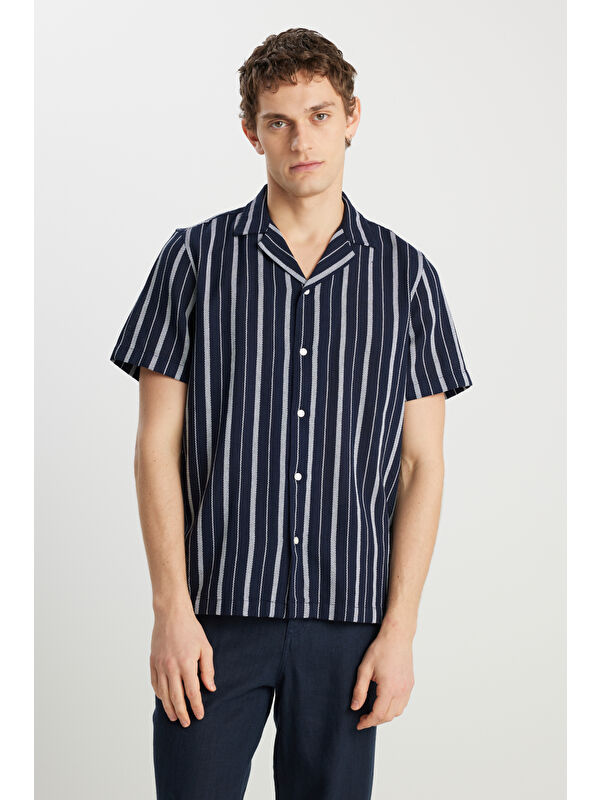 Wrangler %100 Pamuk Relaxed Fit Lacivert Gömlek