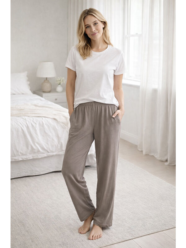 Remsa Kadın Penye Kumaş Tek Pijama Alt 03 Vizon