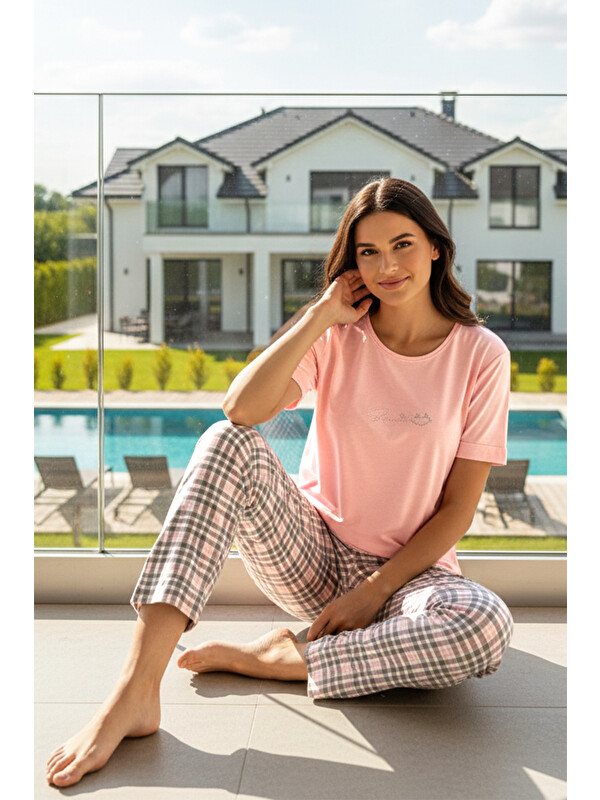 Remsa Kadın Kısa Kol Suprem Pijama Takımı 0262 Pembe