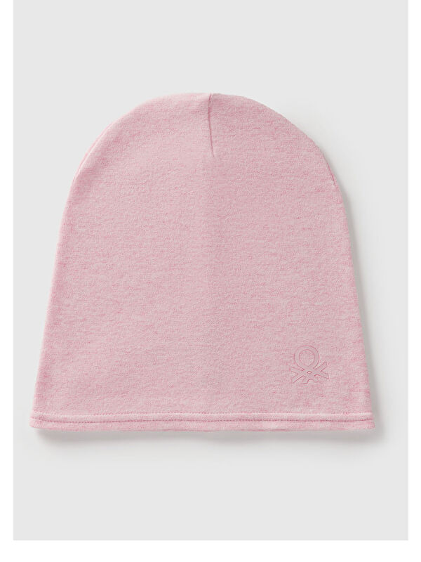United Colors Of Benetton Kız Çocuk Pembe Logo İşlemeli İnce Bere
