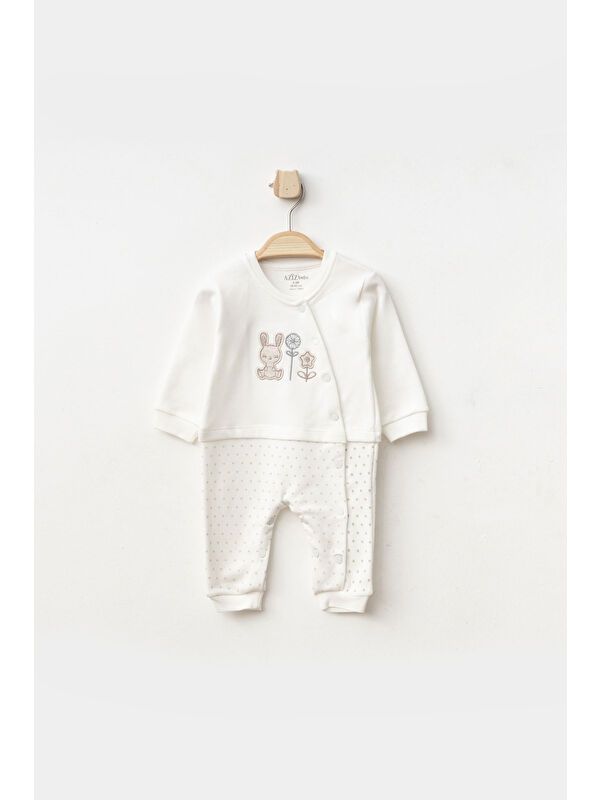 AZİZ BEBE Erkek Bebek Hayvan Nakışlı Çıtçıtlı Tulum 0 Ay - 6 Ay
