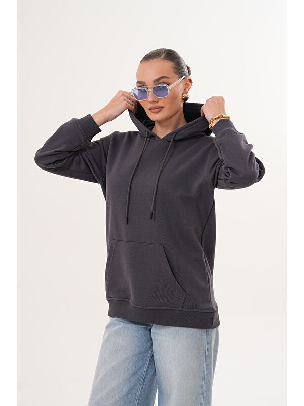MİSS DÜNYA LİSSA Unisex %100 Pamuk Basic Premium Kapüşonlu Sweatshirt