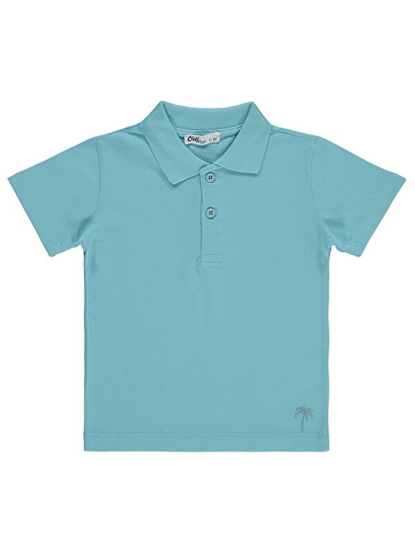 Civil Boys Erkek Çocuk Palmiye Nakışlı Polo Yaka 2-5 Yaş Tişört - Yeşil