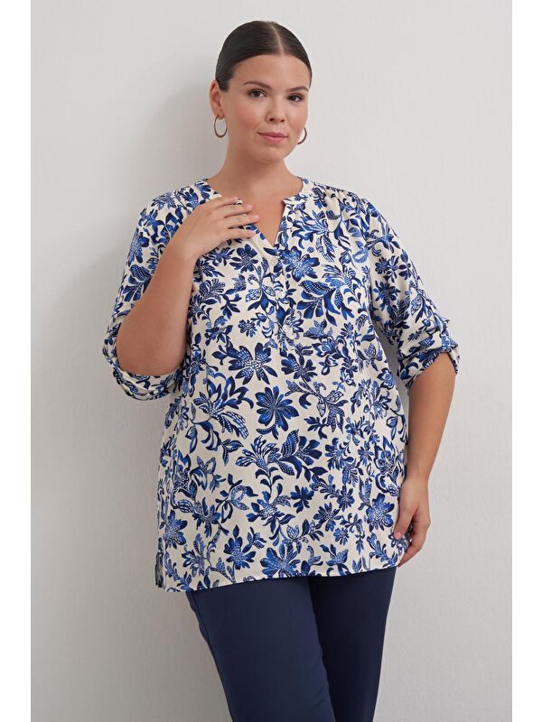 Mylinemoda Viskon Kıvrık Kollu Bluz