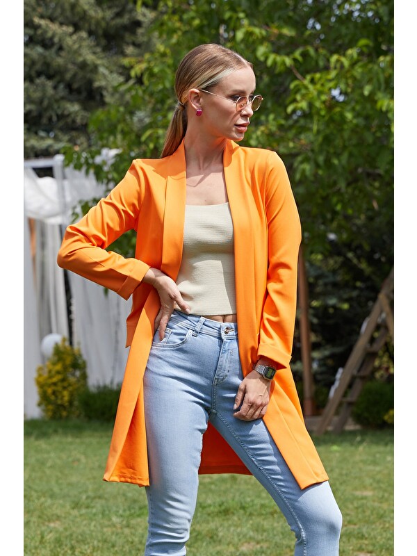 Fullamoda Kolu Katlı Şal Yaka Blazer Ceket
