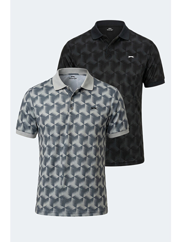 SLAZENGER KATARIN 2 Lİ SET Erkek Siyah - Gri Tişört