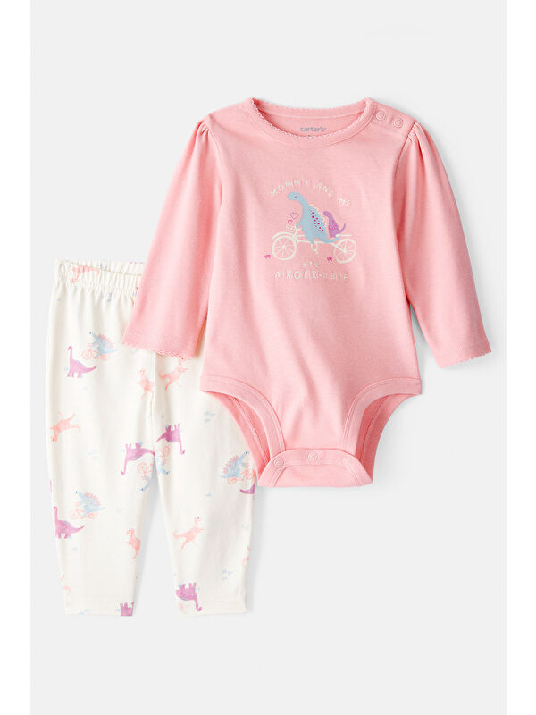 Carter's Kız Bebek Pembe Body Pantolon
