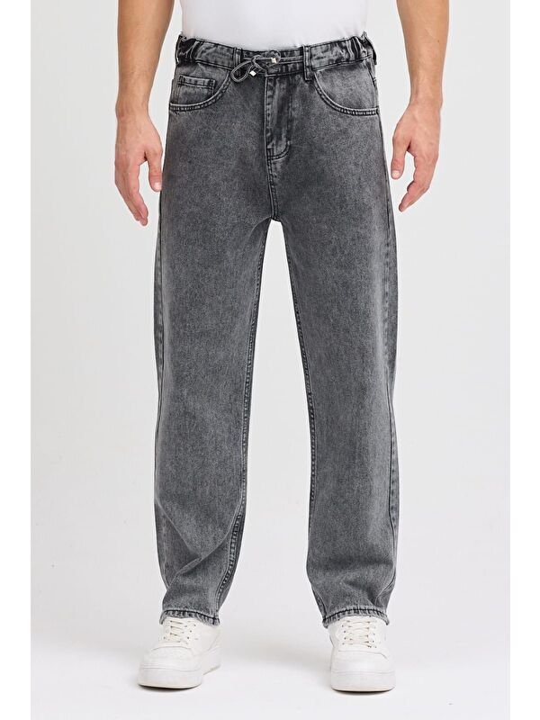 Oksit Reax 896 Beli Lastikli İpli Baggy Bol Kesim Jean Pantolon