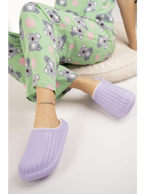 FLORA Kapalı İçi Yünlü Unisex Ev Terliği Kışlık Terlik Su Geçirmez - Görsel 3