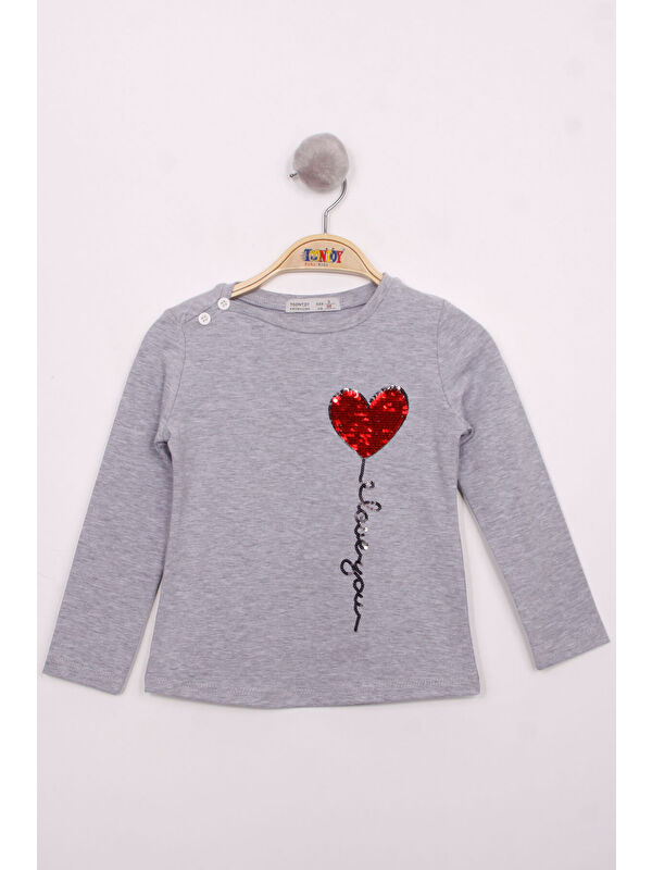 Toontoykids Kız Çocuk Göğsü Pul Nakışlı T-Shirt