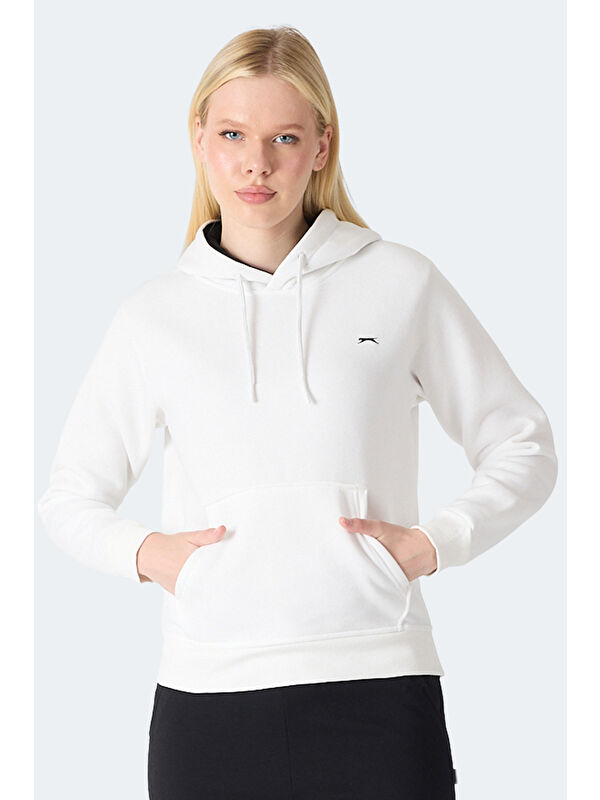 SLAZENGER MISTY I Kadın Kapüşonlu Ekru Sweatshırt