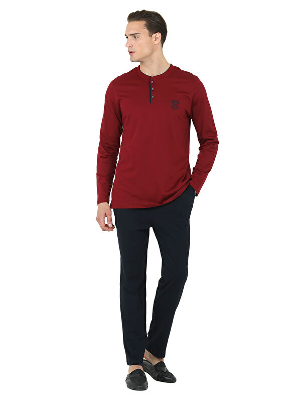D'S damat Regular Fit Pamuk Pijama Takımı BORDO