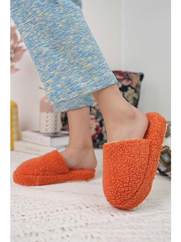 Havlu Kapalı Kadın Ev Terliği Kışlık Terlik Ses Yapmaz - Görsel 4