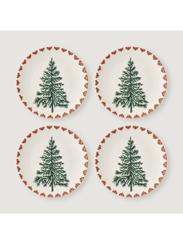 Bella Maison New Year Yılbaşı 4'lü Pasta Tabağı Seti (19 cm)