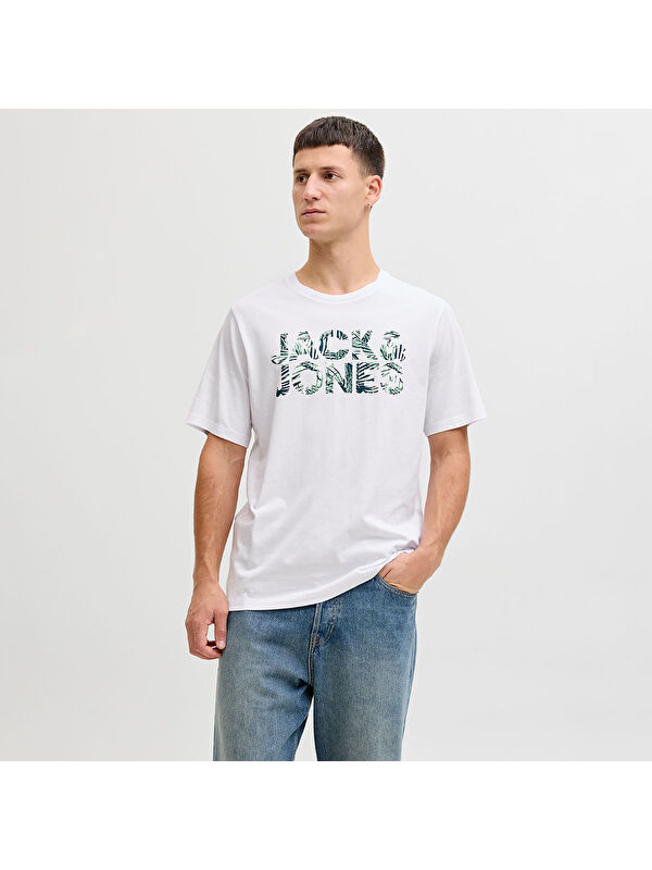 Jack & Jones Jeff Logo Erkek Beyaz Tişört