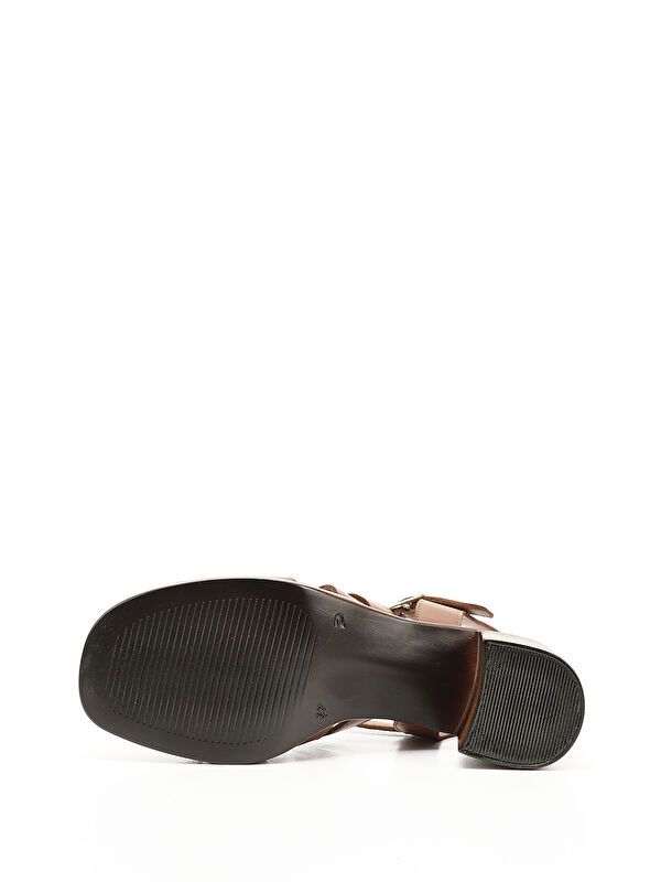 Kadın TABA Kalın Topuklu Hakiki Deri Sandalet - Görsel 5