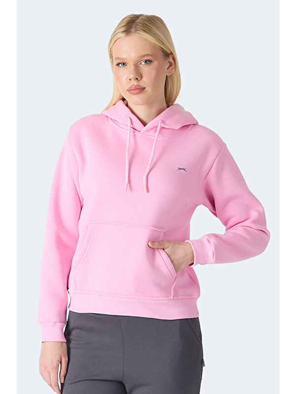 SLAZENGER MISTY I Kadın Kapüşonlu Gül Sweatshırt