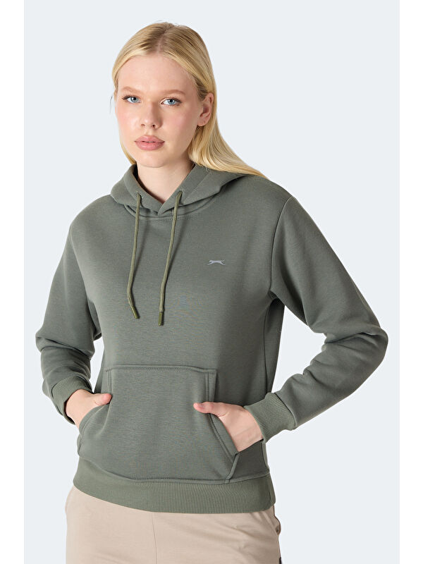 SLAZENGER MISTY I Kadın Kapüşonlu Haki Sweatshırt