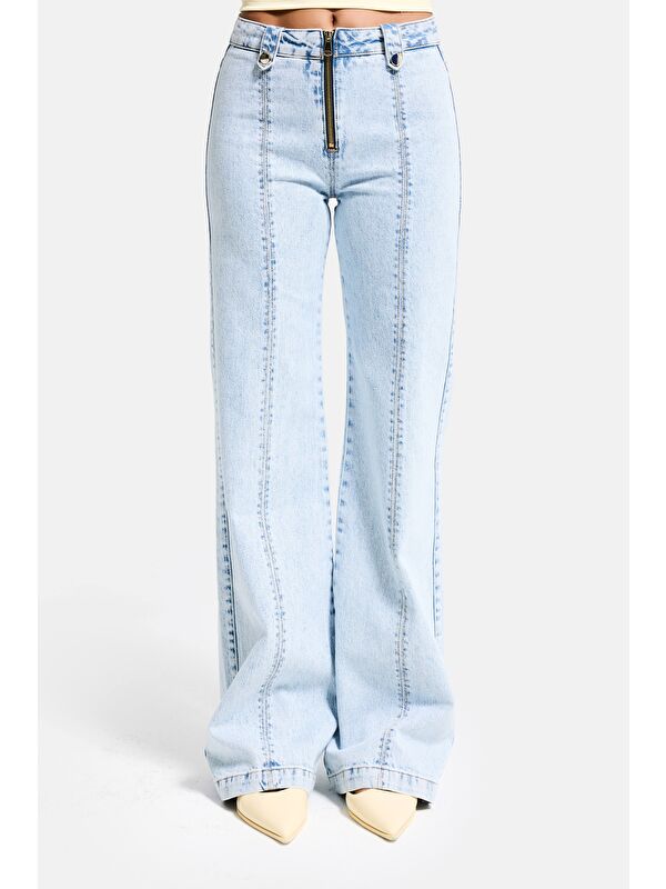 It's Basic Kadın Ice 3s6-3 Flare Fit Komfort Kumaş Fermuar Detaylı Tasarım Denim Jean