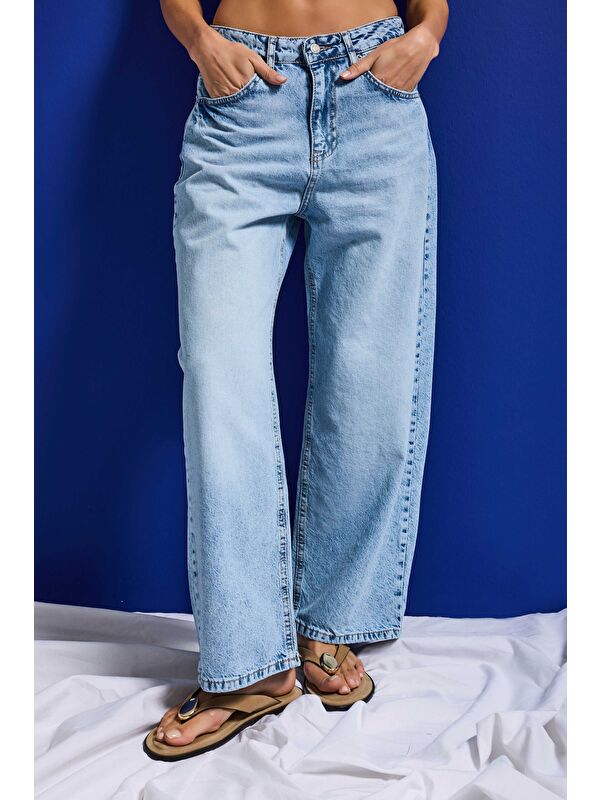 It's Basic Kadın Ice 4s6-27 Baggy Low Rise Fit Tokyo %100 Pamuk Denim Jean