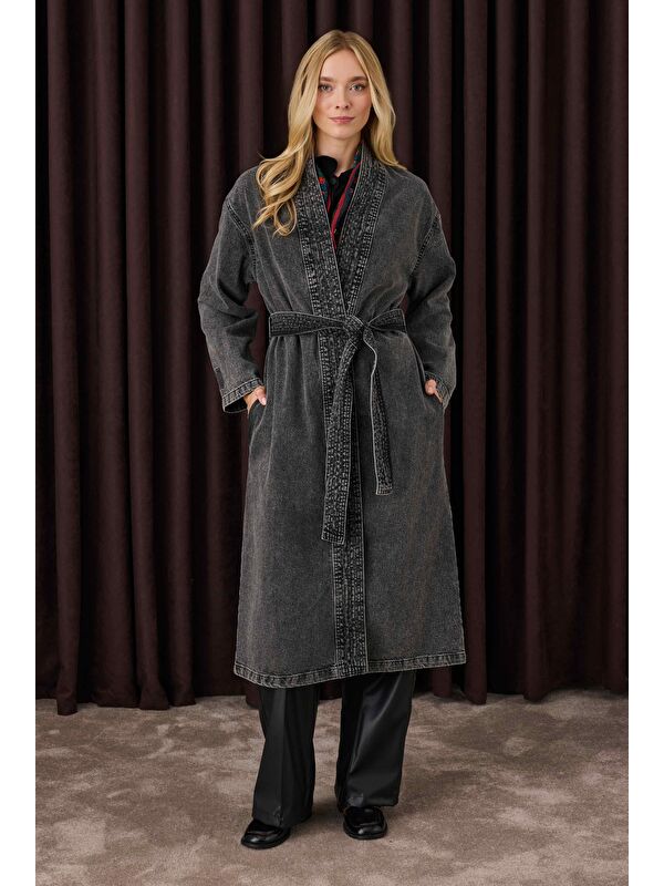 HE-QA Denim Trençkot Antrasit