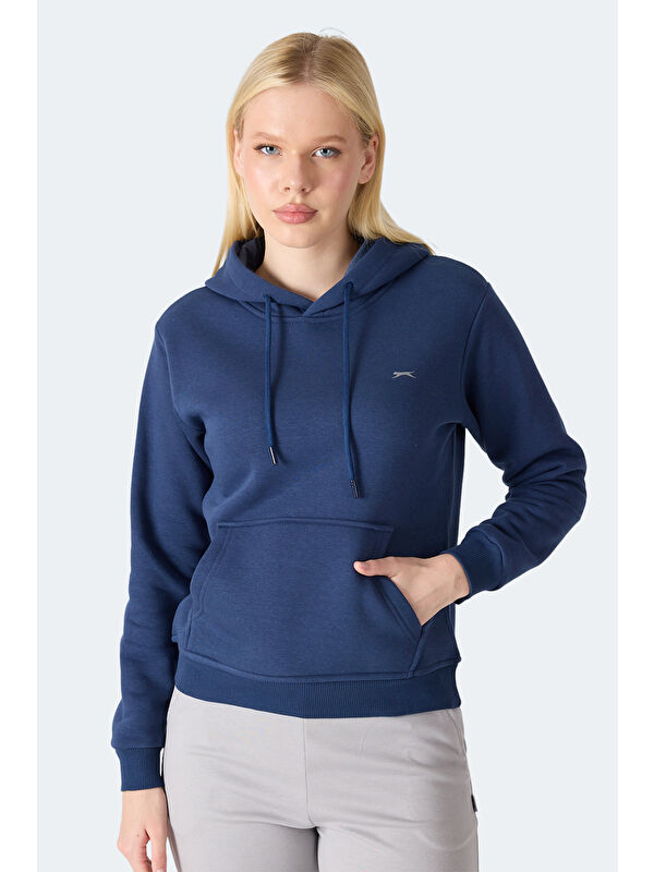 SLAZENGER MISTY I Kadın Kapüşonlu Lacivert Sweatshırt