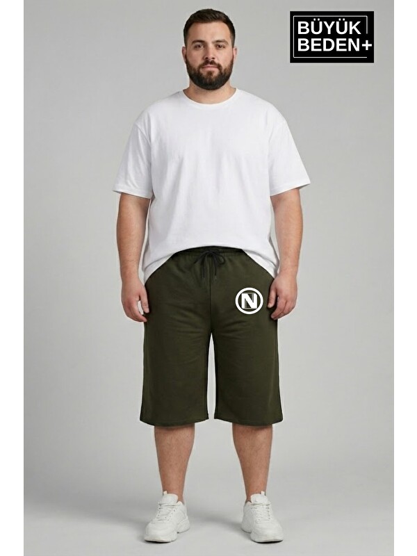 Süperlife Büyük Beden Erkek N Baskılı Şort Rahat Kalıp Basic Penye 3XL-6XL SPR26BSR591-19