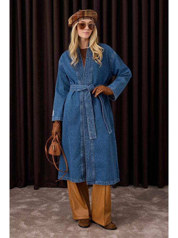 HE-QA Denim Trençkot Mavi