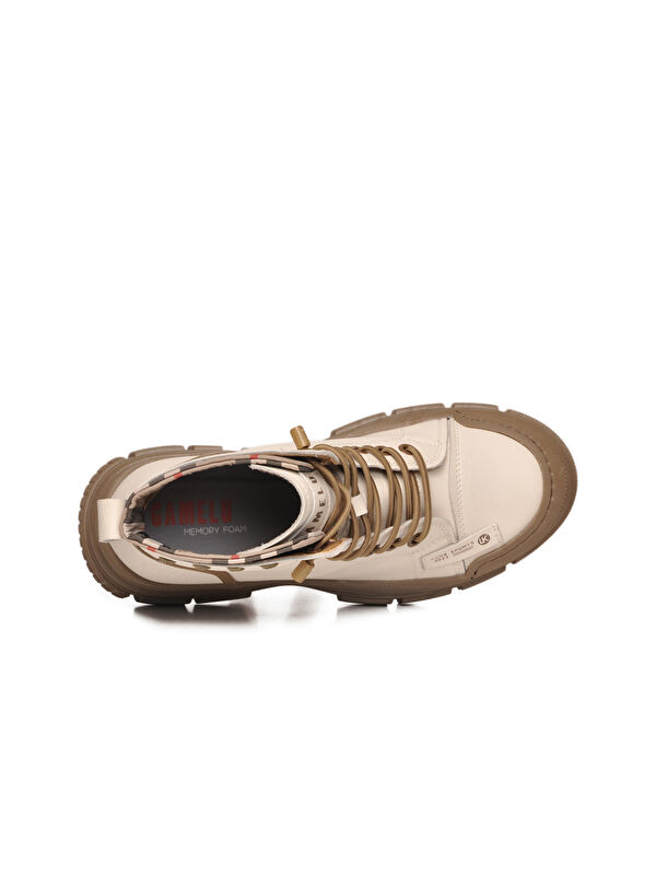 Bej Memory Foam Bağcıklı Kaymaz Taban Kadın Bot Fade Z - Görsel 5