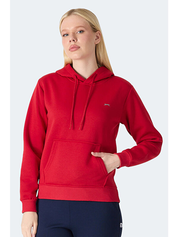 SLAZENGER MISTY I Kadın Kapüşonlu Kırmızı Sweatshırt