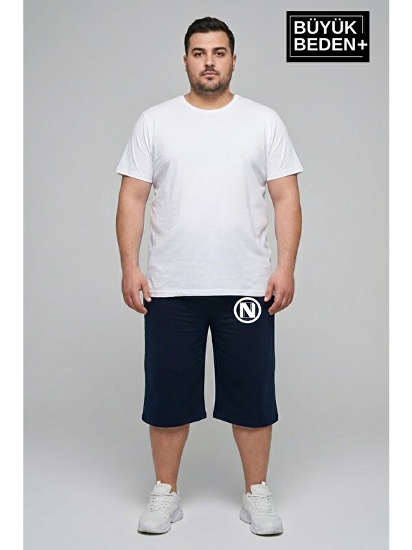 Süperlife Büyük Beden Erkek N Baskılı Şort Rahat Kalıp Basic Penye 3XL-6XL SPR26BSR591-19