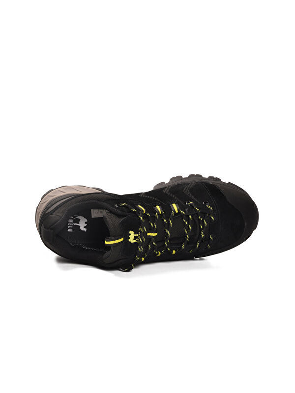 Siyah Sarı Hakiki Deri Su Geçirmez Erkek Outdoor Ayakkabı Solo M - Görsel 5