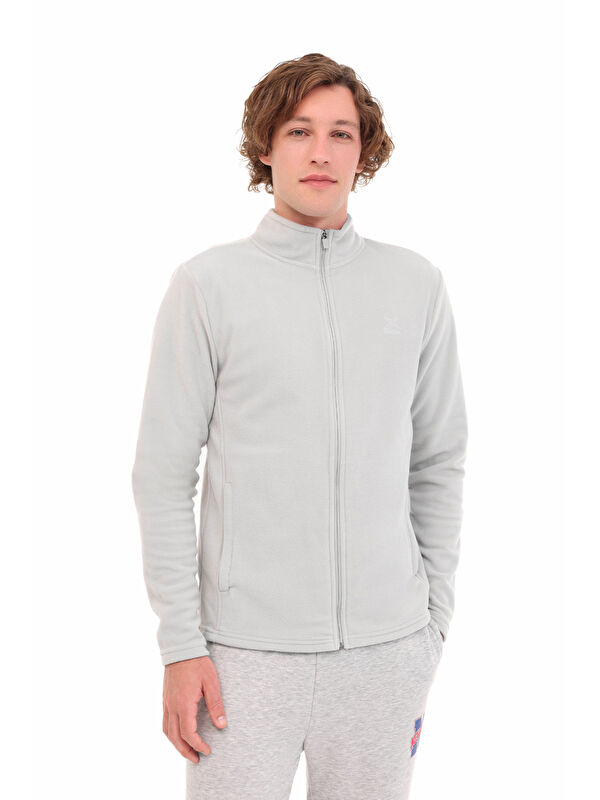 Kinetix MB BASIC MAN Erkek Polar Fermuarlı Sweatshirt Hırka 5PR Gri