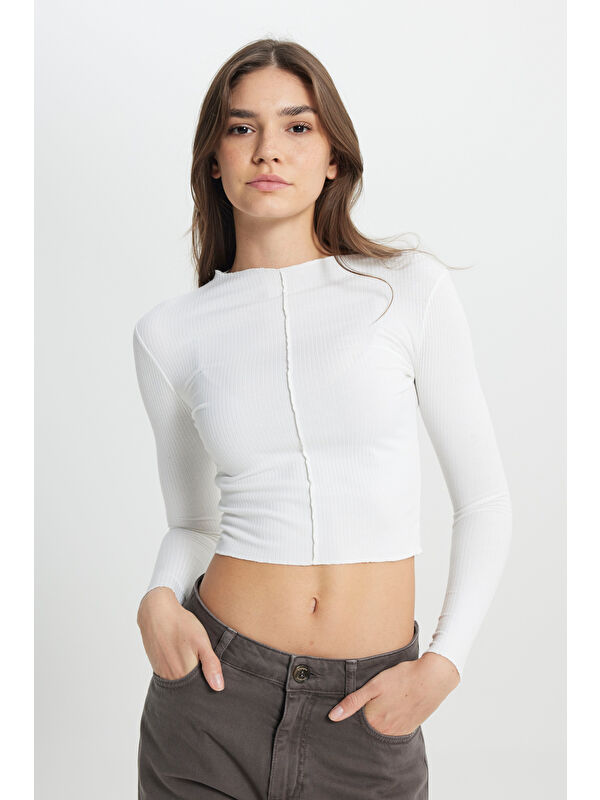 Wrangler Regular Fit Normal Kesim Bisiklet Yaka Beyaz Uzun Kollu Tişört