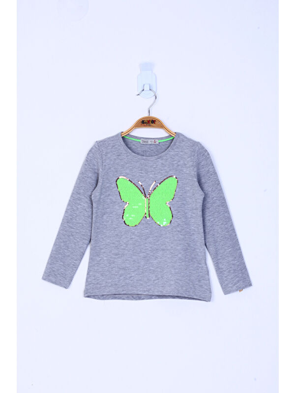 Toontoykids Kız Çocuk Kelebek Pullu Tişört